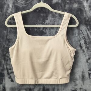 White Birch Ribbed Square Neck Cropped Tank Lifestyle Cropped Tank Large